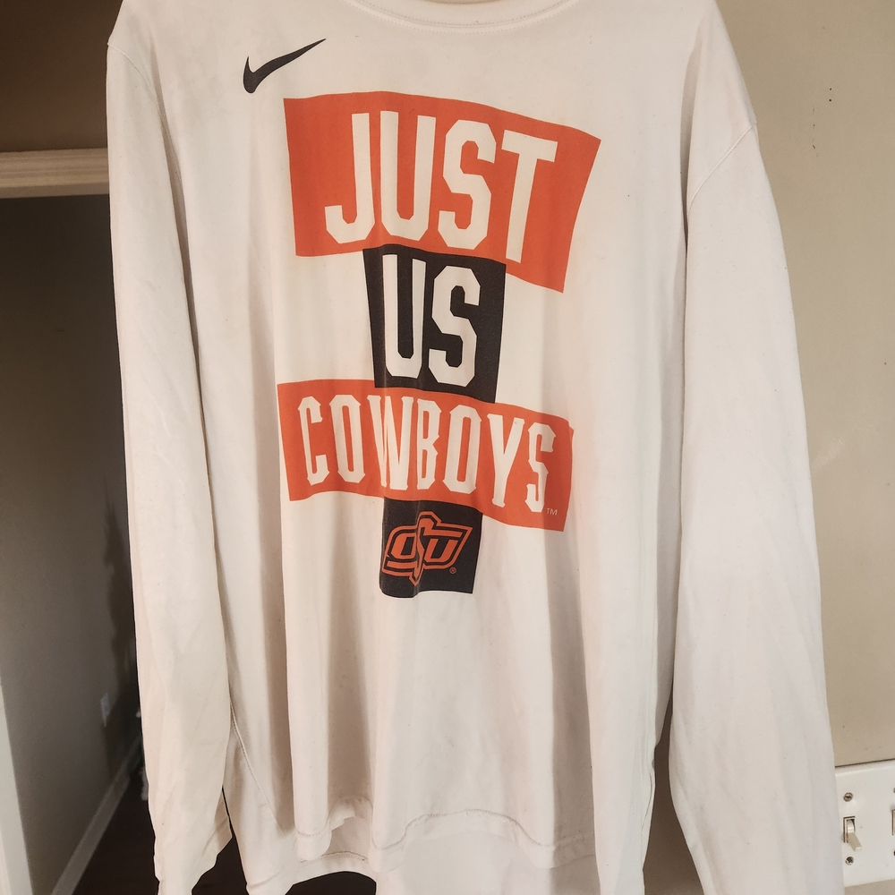Nike White and Orange 'Just Us Cowboys' Men's Sweater